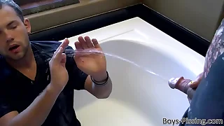 Cute bottom unconcerned Preston Ettinger peed on and fucked in orgy