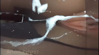 Cum on my doll wife's pantyhose